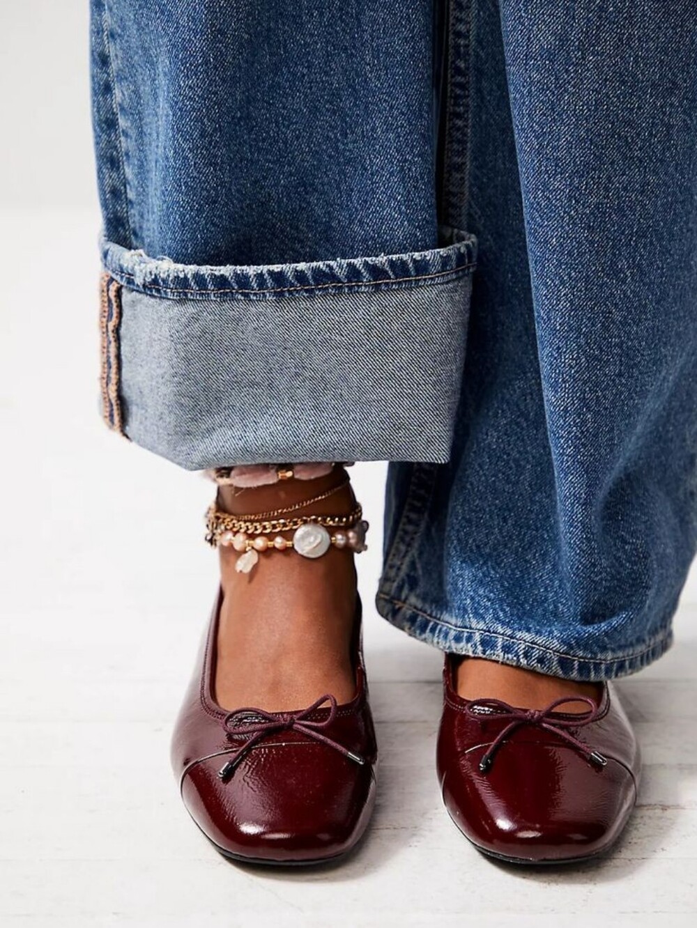 VAGABOND Jolin Bow Ballet Flats Oxblood Patent Leather Shoes EU 41 US 11